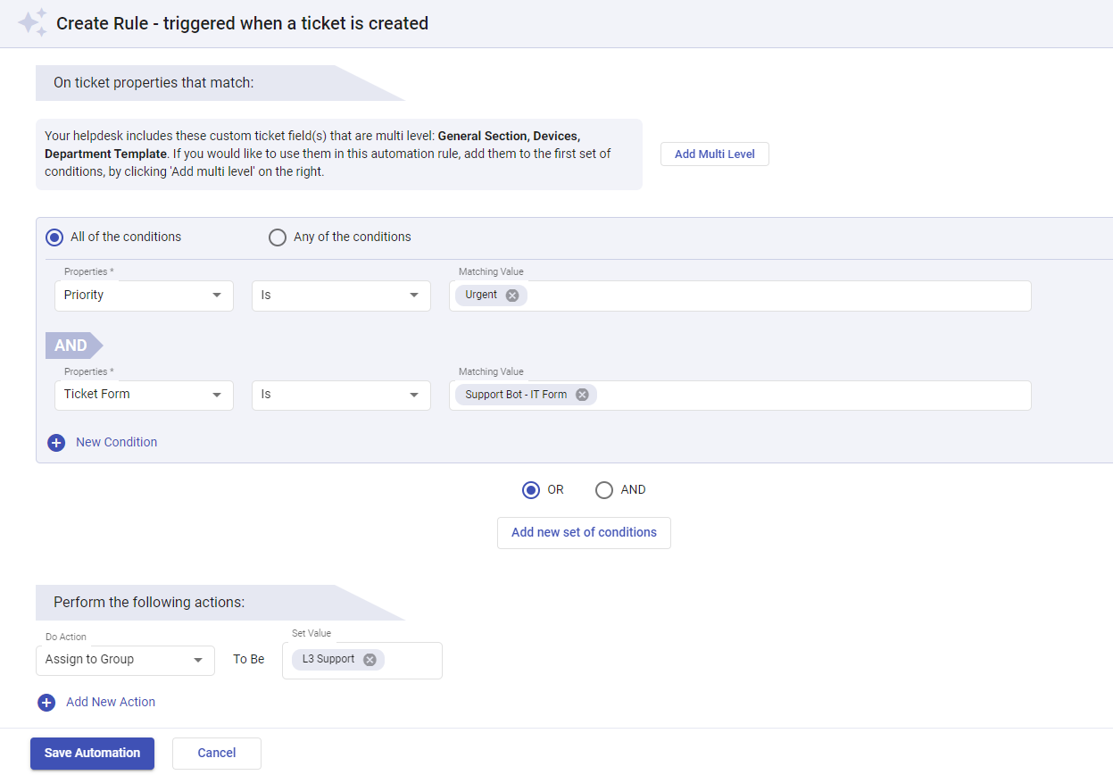 configuring automation rules in Desk365