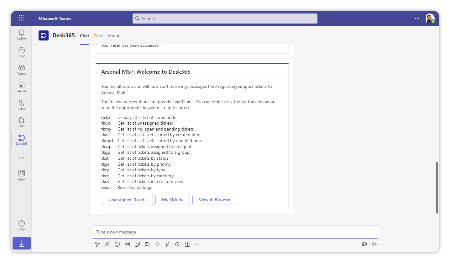 desk365 teams agent bot