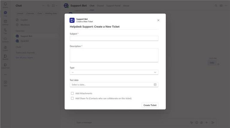 Microsoft teams ticketing system