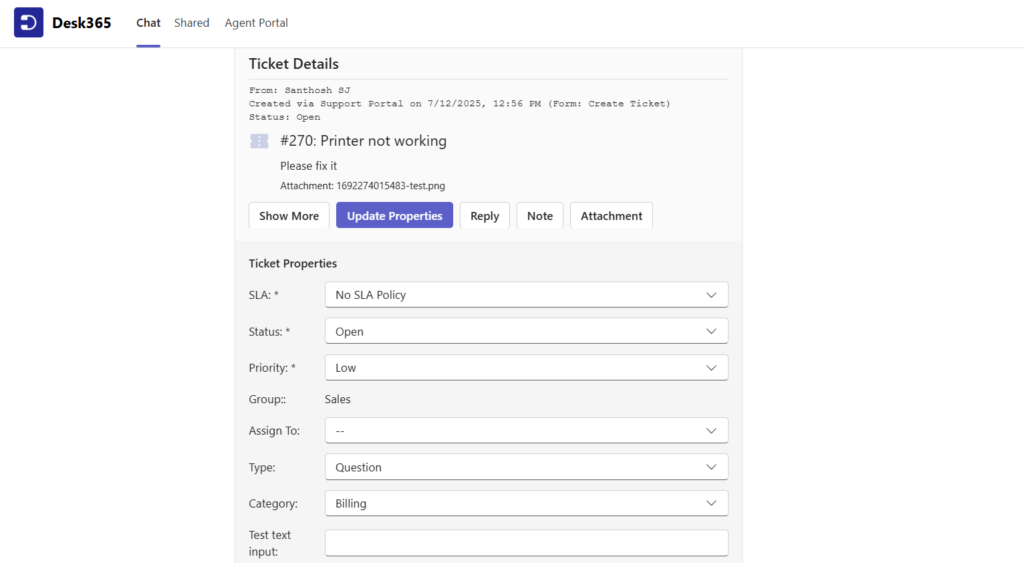 Microsoft teams ticketing system