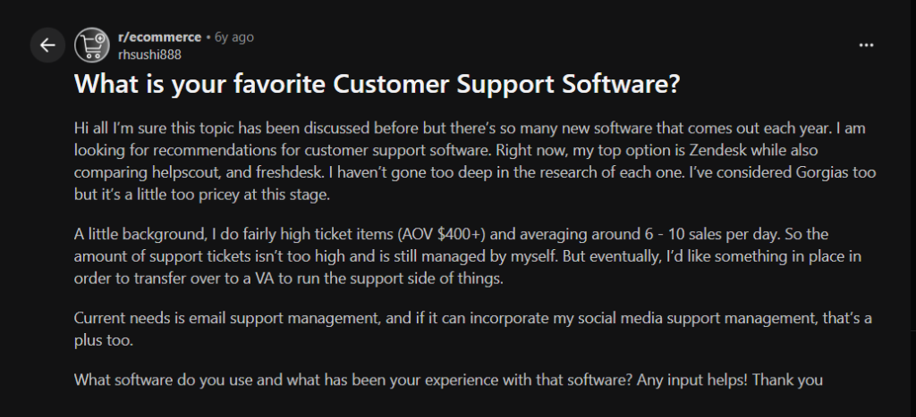 reddit-discussion-about-customer-service-software