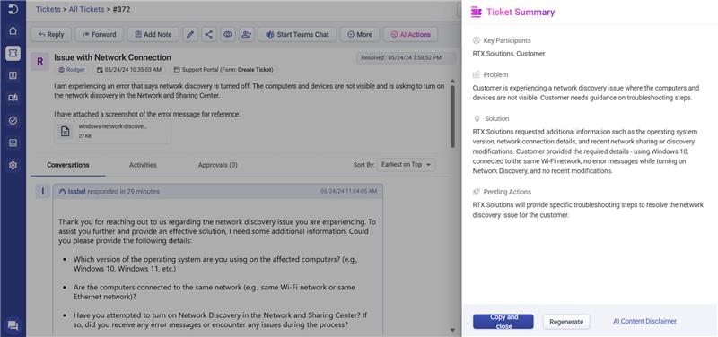 Ticket summarization
