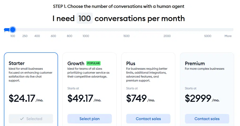 Pricing tidio