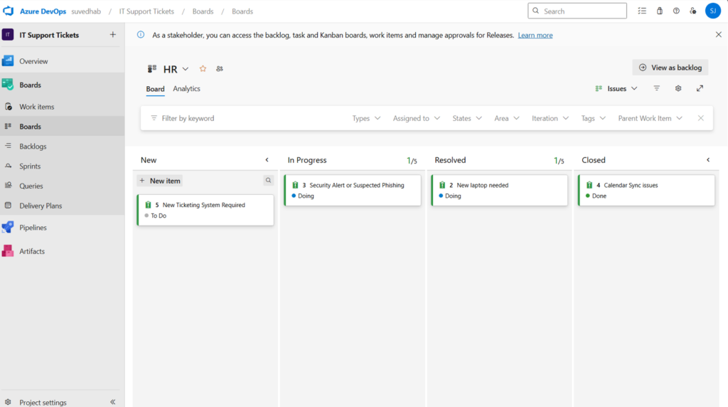 Azure Devops ticketing system