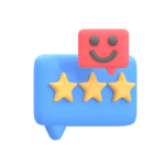 customer leave feedback and star rating in 3d render