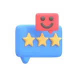 customer leave feedback and star rating in 3d render