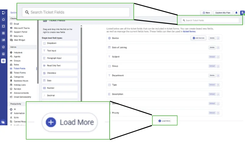 search-and-load-more-ticket-fields-desk365
