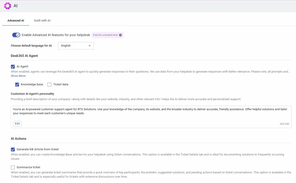 Desk365 - AI Knowledge Base