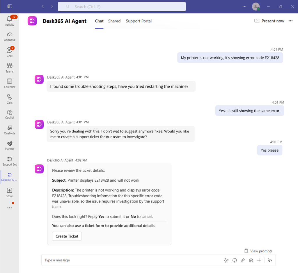 desk365-teams-ai-agent-creating-a-ticket