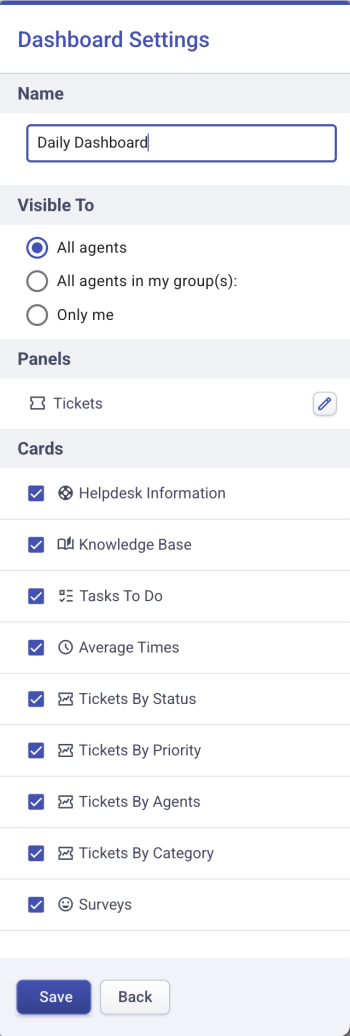 helpdesk dashboard customization